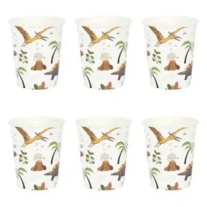 Lot de 6 Gobelets en Papier "Dinosaure" 20cl Blanc