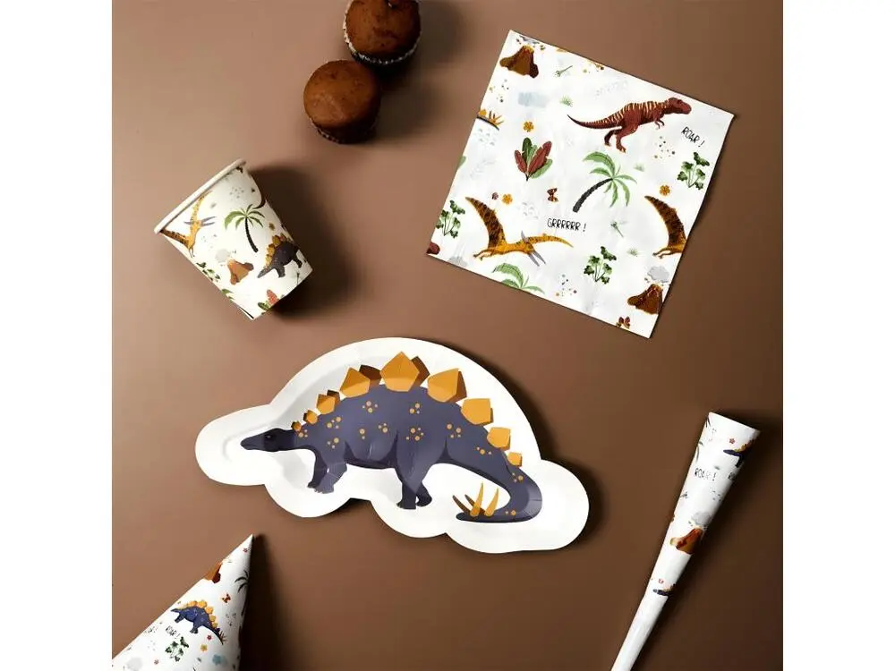 Lot de 6 Gobelets en Papier "Dinosaure" 20cl Blanc