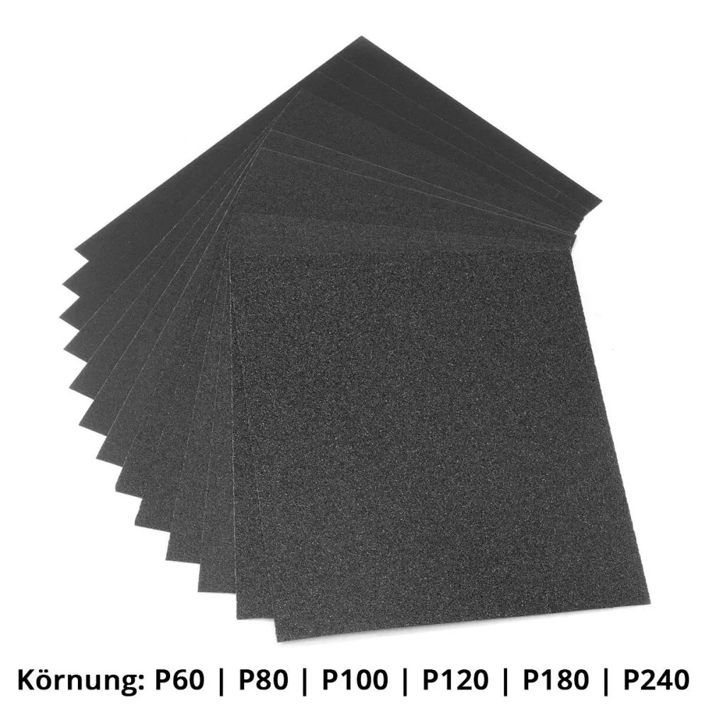 Papier de verre en acier 12 set 230 x 280 mm en carbure de silicium en silicone-smear-papier | Tamps de broyage | Agent de...