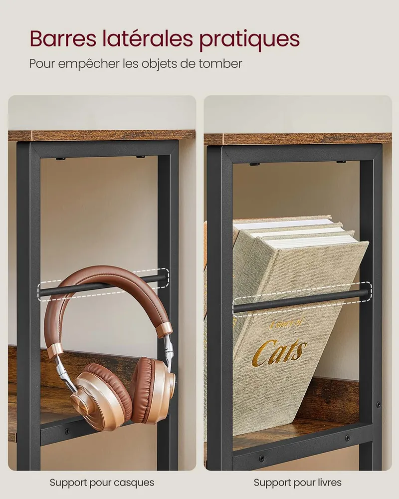 Meuble de rangement 3 niveaux étagère rangement bibliothèque style industriel 9 cubes pour salon bureau entrée cuisine 33...