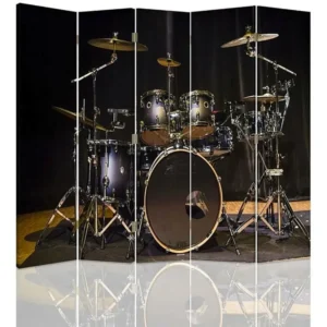 Paravent kit tambour 5 volets - 180 x 180 cm - 1 face déco, 1 face noir