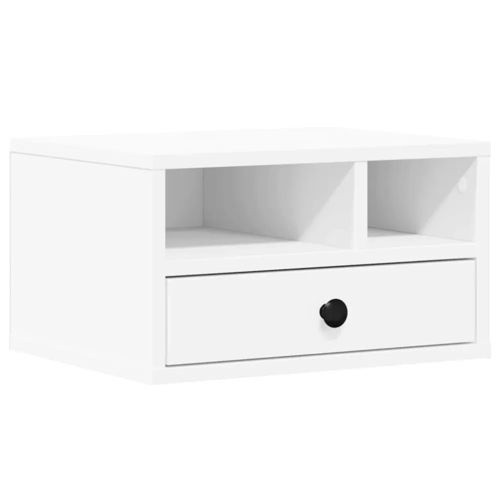 Support d'imprimante table meuble bureau 40 x 32 x 22,5 cm bois d'ingénierie blanc 02_0044726