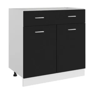 Armoire de plancher à tiroir Noir 80x46x81,5 cm Bois ingénierie