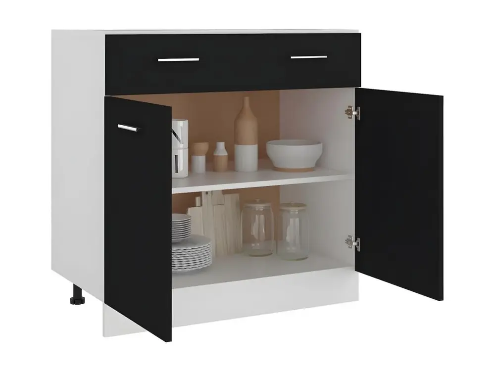 Armoire de plancher à tiroir Noir 80x46x81,5 cm Bois ingénierie