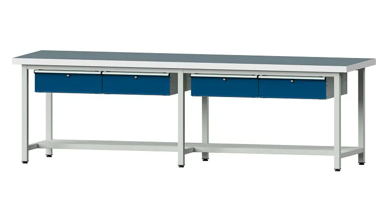 Bancs de travail ANKE table de travail exemple 195 2800 x 800 x 850 mm RAL 7035/5010 UBP 50 mm 401.490 se fournir à bas prix