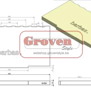 BARBAS - 344961 achterwand met logo BOX 80 UNILUX 6 80 UNILUX 7 80 pierre en béton arrière avec logo