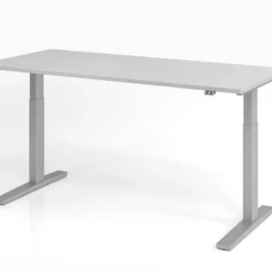Bureau Hammerbacher XMKA19 180 x 80 cm plateau : gris épaisseur 25 mm chant épais en ABS forme rectangulaire VXMKA19/5/S m...