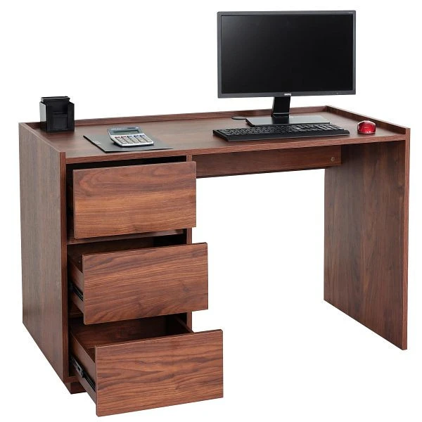Bureau Mendler HWC-J78 table de bureau bureau d'ordinateur table de travail tiroir 78x121x60cm aspect noyer 83277...