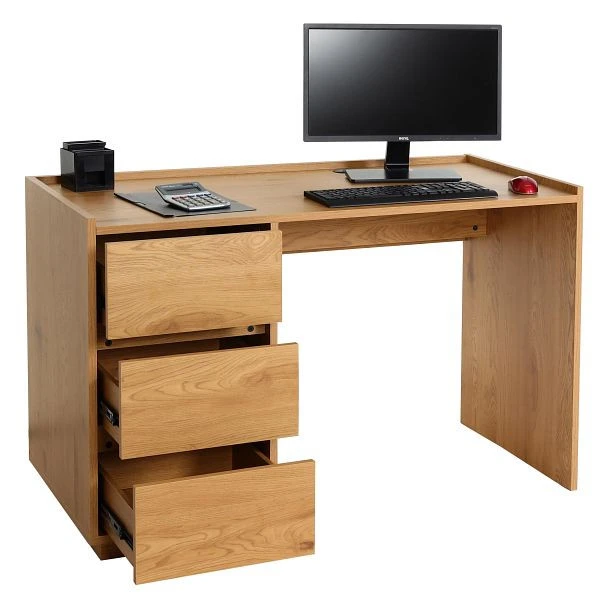 Bureau Mendler HWC-J78 table de bureau bureau d'ordinateur table de travail tiroir 78x121x60cm aspect chêne 83276...