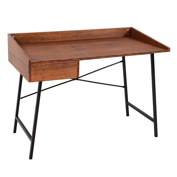Bureau Mendler HWC-J97 bureau d'ordinateur structure 3D à tiroirs 98x114x60cm marron 84811 acquérir à bas prix