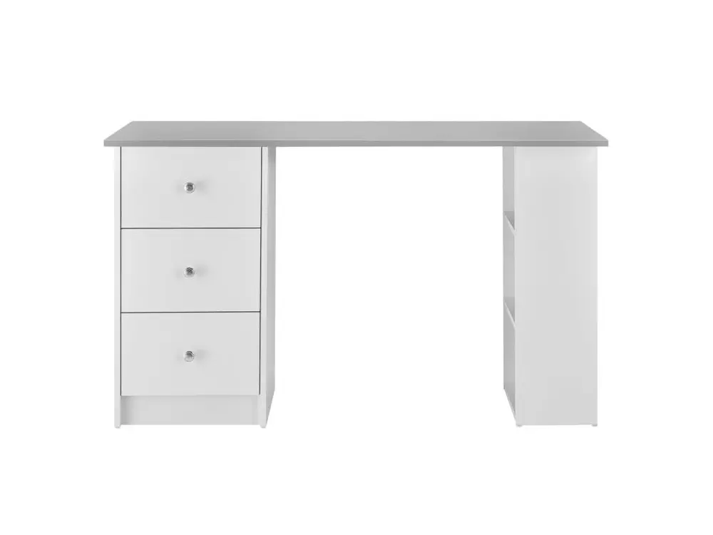 Bureau table de bureau poste de travail informatique avec 3 tiroirs bois mélaminé 120 cm blanc et gris 03_0004710