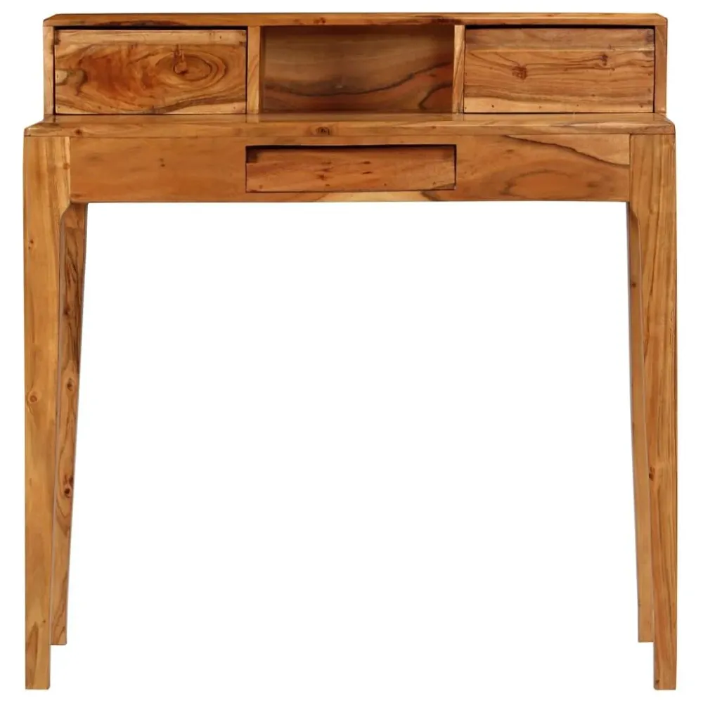Bureau table meuble travail informatique avec tiroirs bois massif 88 cm 0502139
