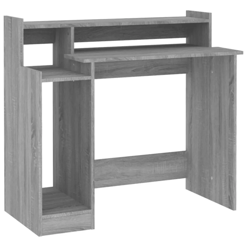 Bureau table poste de travail meuble d'ordinateur informatique étude et lumières LED sonoma 97 x 45 x 90cm bois d'ingénier...