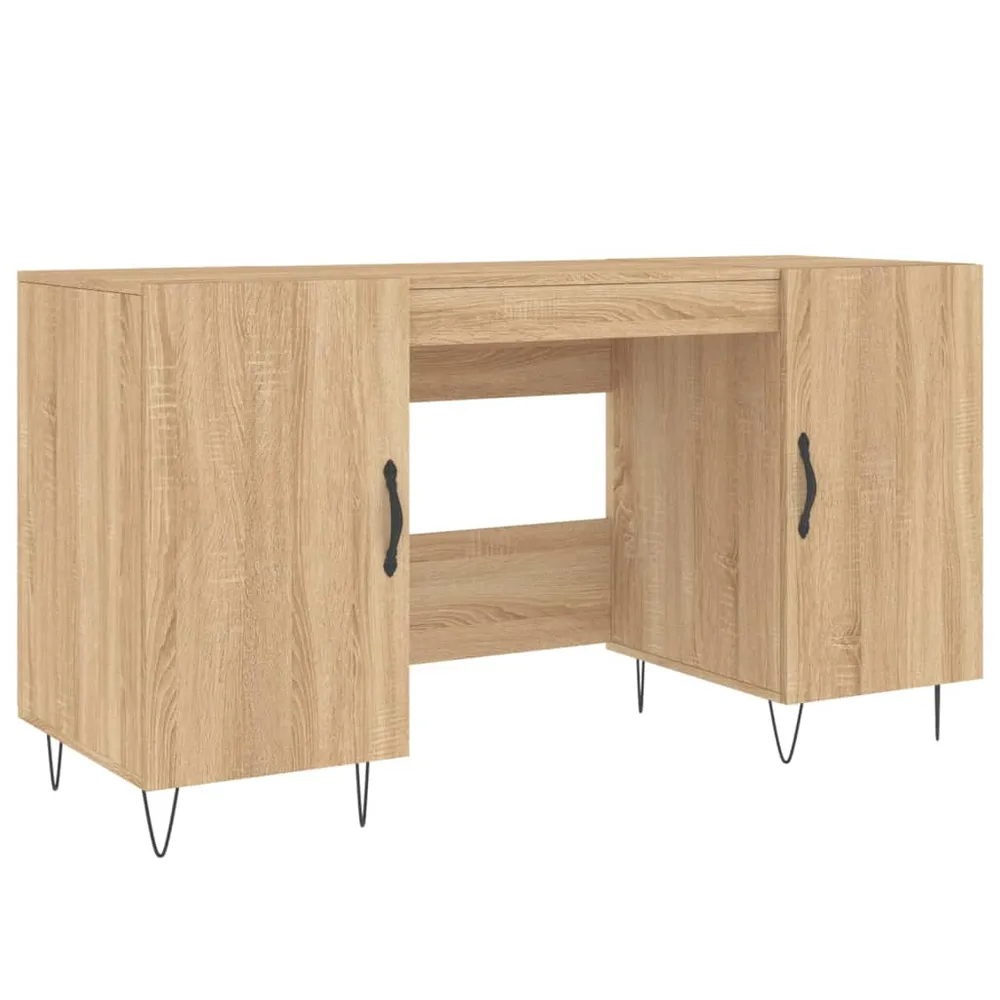 Bureau table poste de travail meuble d'ordinateur informatique étude chêne sonoma 140 x 50 x 75 cm bois d'ingénierie brun...