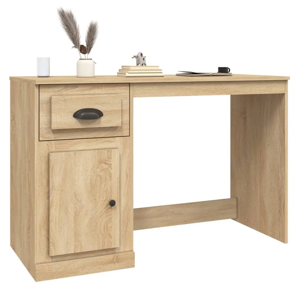 Bureau table poste de travail meuble d'ordinateur informatique étude avec tiroir chêne sonoma 115 x 50 x 75 cm bois d'ingé...
