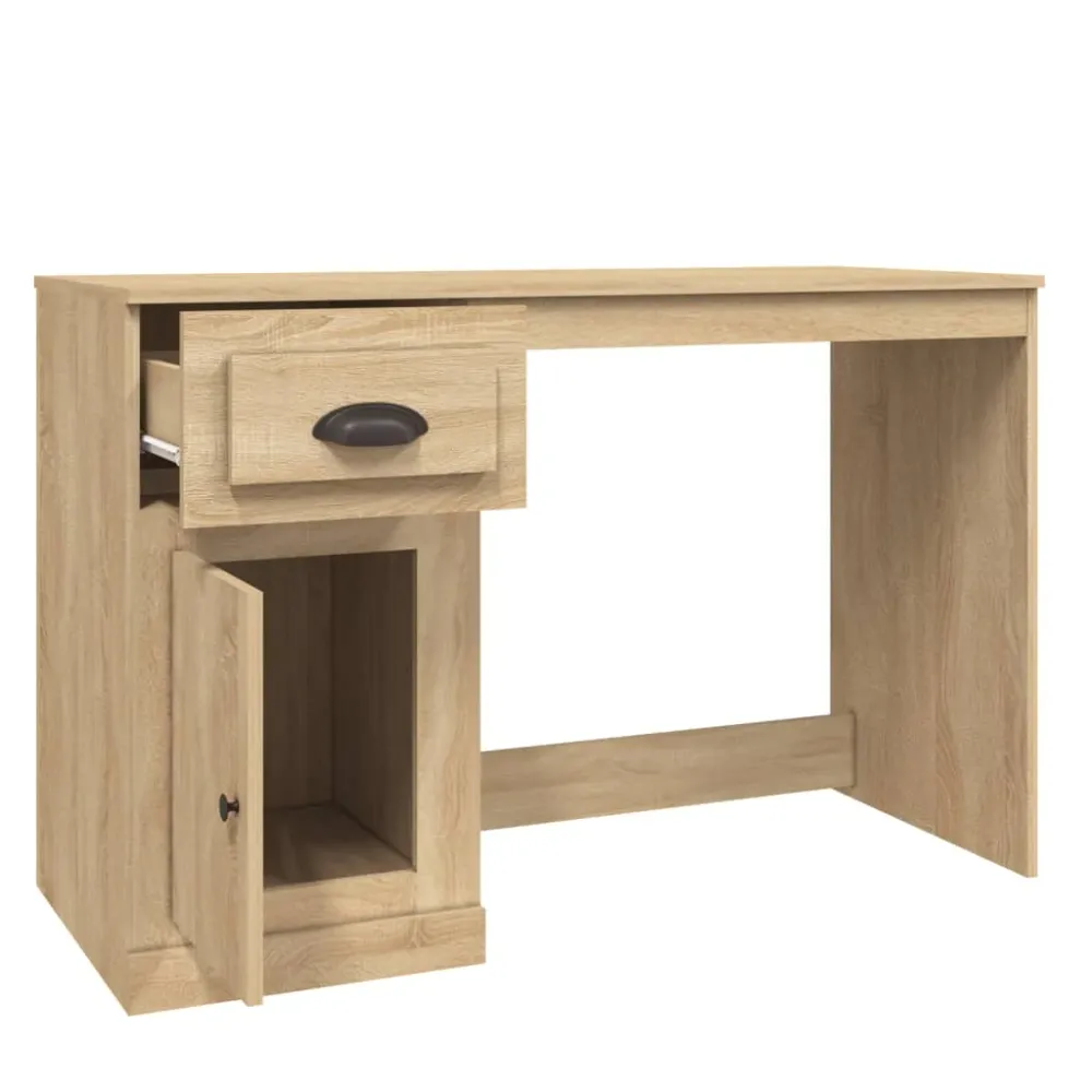Bureau table poste de travail meuble d'ordinateur informatique étude avec tiroir chêne sonoma 115 x 50 x 75 cm bois d'ingé...