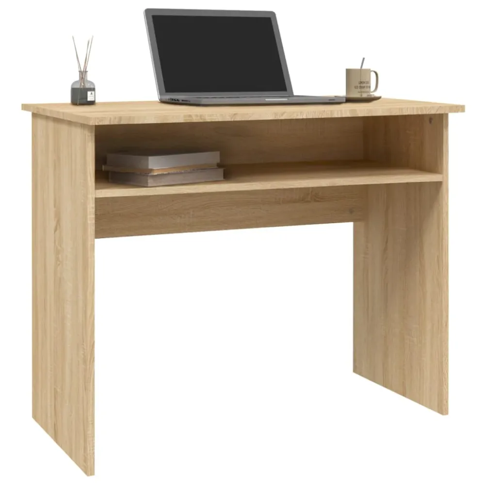 Bureau table poste de travail meuble d'ordinateur informatique étude chêne sonoma 90 x 50 x 74 cm bois d'ingénierie brun 0...