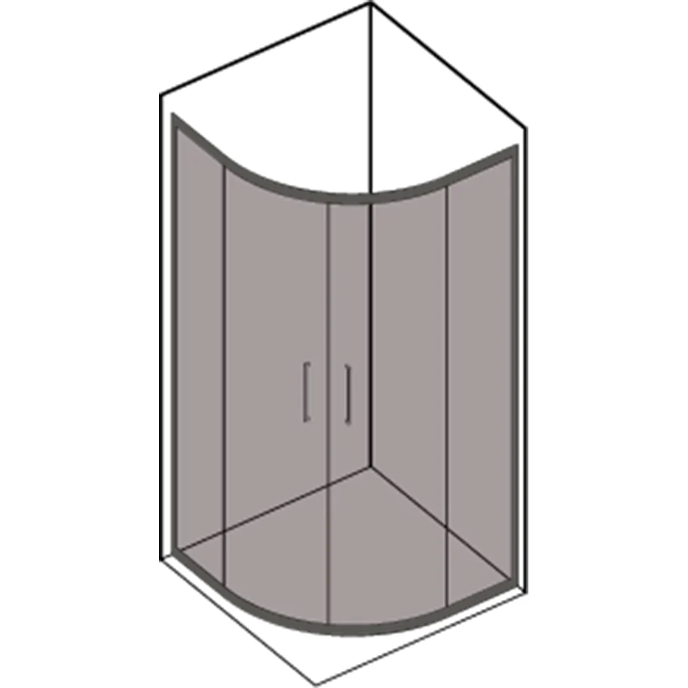 Cabine de douche semi-circulaire ouverture coulissante d'angle réversible 90x90 cm modèle Dioniso en verre cristallin 6 mm