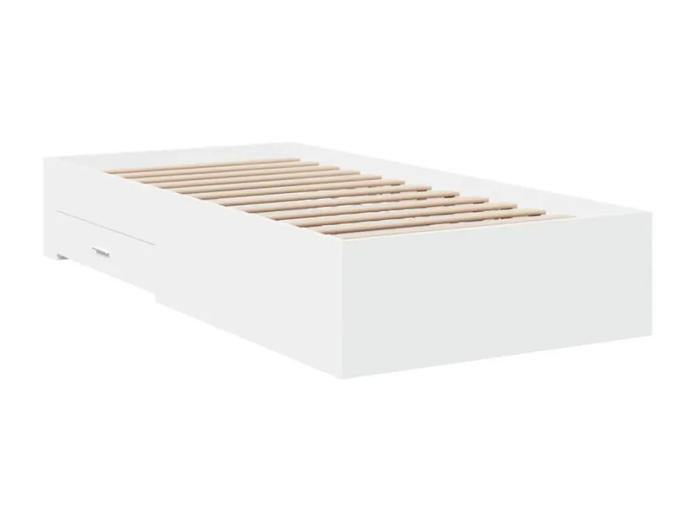 Cadre de lit avec tiroirs blanc 100x200 cm bois d'ingénierie