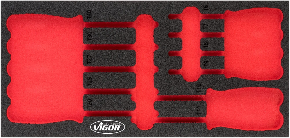 Inserts en mousse souple bi-composant VIGOR dimensions insert / taille tiroir : S (188 x 393 x 35 mm) utilisation : V4991...