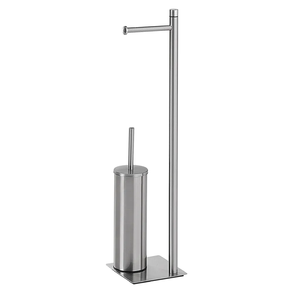 Lampadaire en acier inoxydable avec porte-rouleau et balayette Gedy série Trilly - brossé
