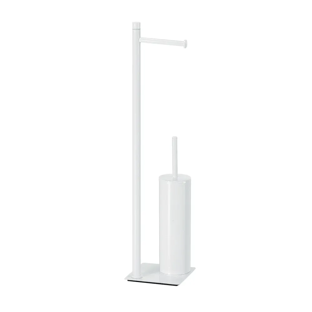 Lampadaire en acier inoxydable avec porte-rouleau et balayette Gedy série Trilly - Blanc
