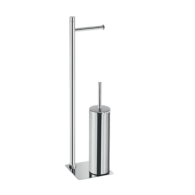 Lampadaire en acier inoxydable avec porte-rouleau et brosse Gedy série Trilly - Chromé