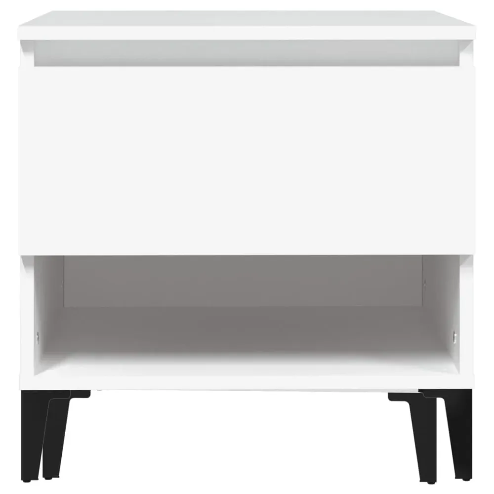 Lot de 2 tables d'appoint avec tiroir et compartiment 50 x 46 x 50 cm bois d’ingénierie blanc DEC032616