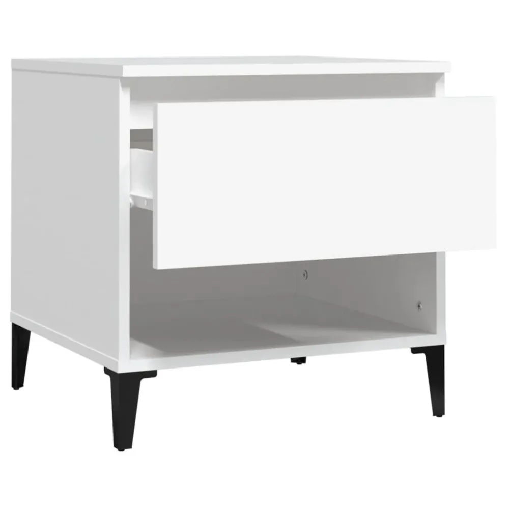 Lot de 2 tables d'appoint avec tiroir et compartiment 50 x 46 x 50 cm bois d’ingénierie blanc DEC032616