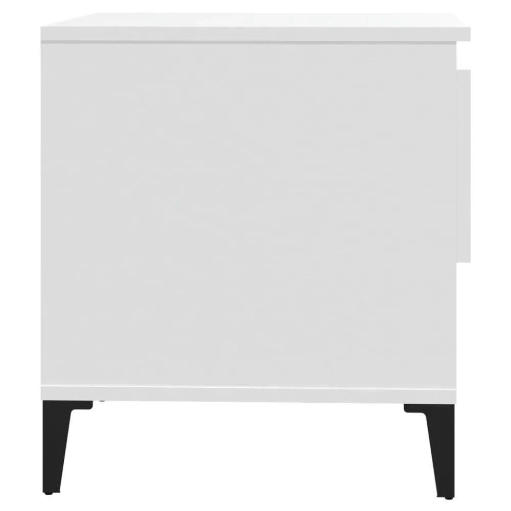 Lot de 2 tables d'appoint avec tiroir et compartiment 50 x 46 x 50 cm bois d’ingénierie blanc DEC032616