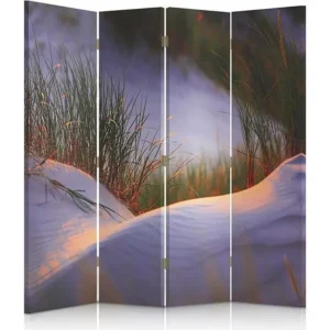Paravent aube de dune 4 volets - 145 x 180 cm - 1 face déco, 1 face noir