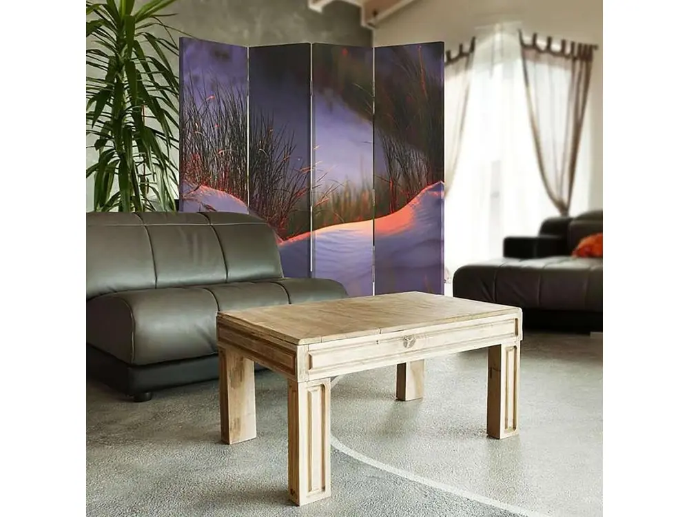 Paravent aube de dune 4 volets - 145 x 180 cm - 1 face déco, 1 face noir
