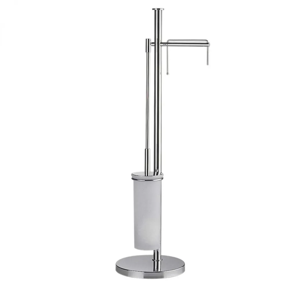 Piantana avec porte-rouleau et porte-balayette en laiton chromé brillant collection Plus de Colombo Design