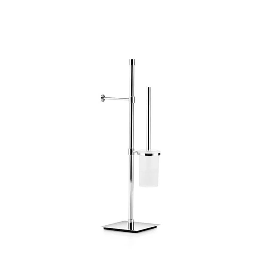 Piantatana porte-rouleau et porte-balayette avec balayette incluse Lineabeta collection Ranpin en laiton chromé base carrée