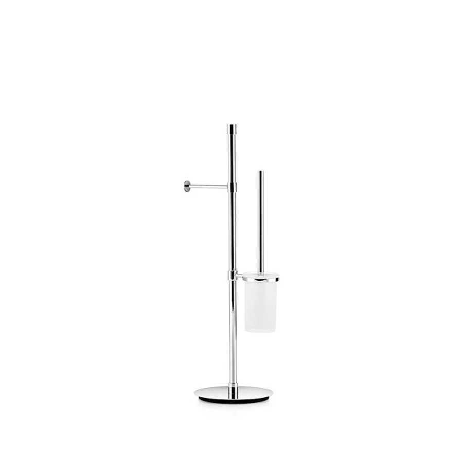 Piantatana porte-rouleau et porte-balayette avec balayette incluse Lineabeta collection Ranpin en laiton chromé base ronde