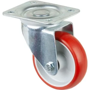 Rouleau de transport BS rollers largeur 30 mm Ø100 mm jusqu'à 140 kg bande de roulement polyuréthane rouge corps...