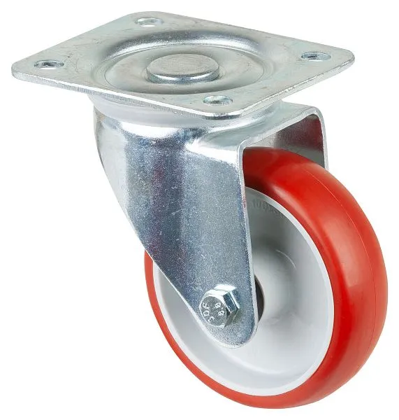 Rouleau de transport BS rollers largeur 30 mm Ø100 mm jusqu'à 140 kg bande de roulement polyuréthane rouge corps...