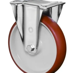 Rouleau de transport BS rollers largeur 32 mm Ø125 mm jusqu'à 180 kg bande de roulement polyuréthane rouge corps...