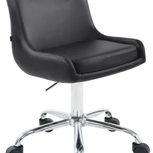 Siège de travail tendance en similicuir noir – Dossier incurvé enveloppant assise ergonomique et piètement à roulettes 10_...