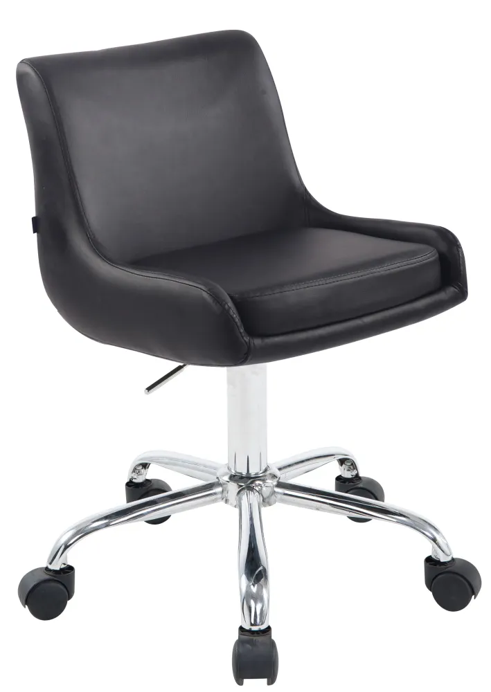 Siège de travail tendance en similicuir noir – Dossier incurvé enveloppant assise ergonomique et piètement à roulettes 10_...