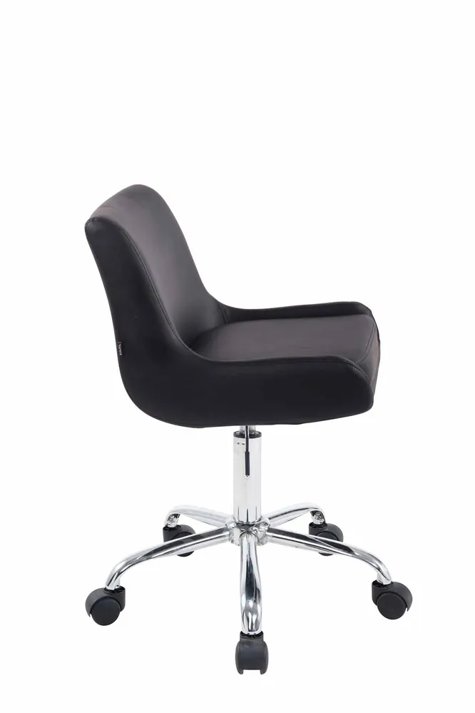 Siège de travail tendance en similicuir noir – Dossier incurvé enveloppant assise ergonomique et piètement à roulettes 10_...