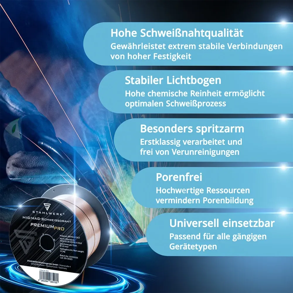 Stahlwerk Mig Mag Exclusif Welding Wire ER70S-6 SG2 Ø 1,0 mm S100 / D100 Roll 1 kg