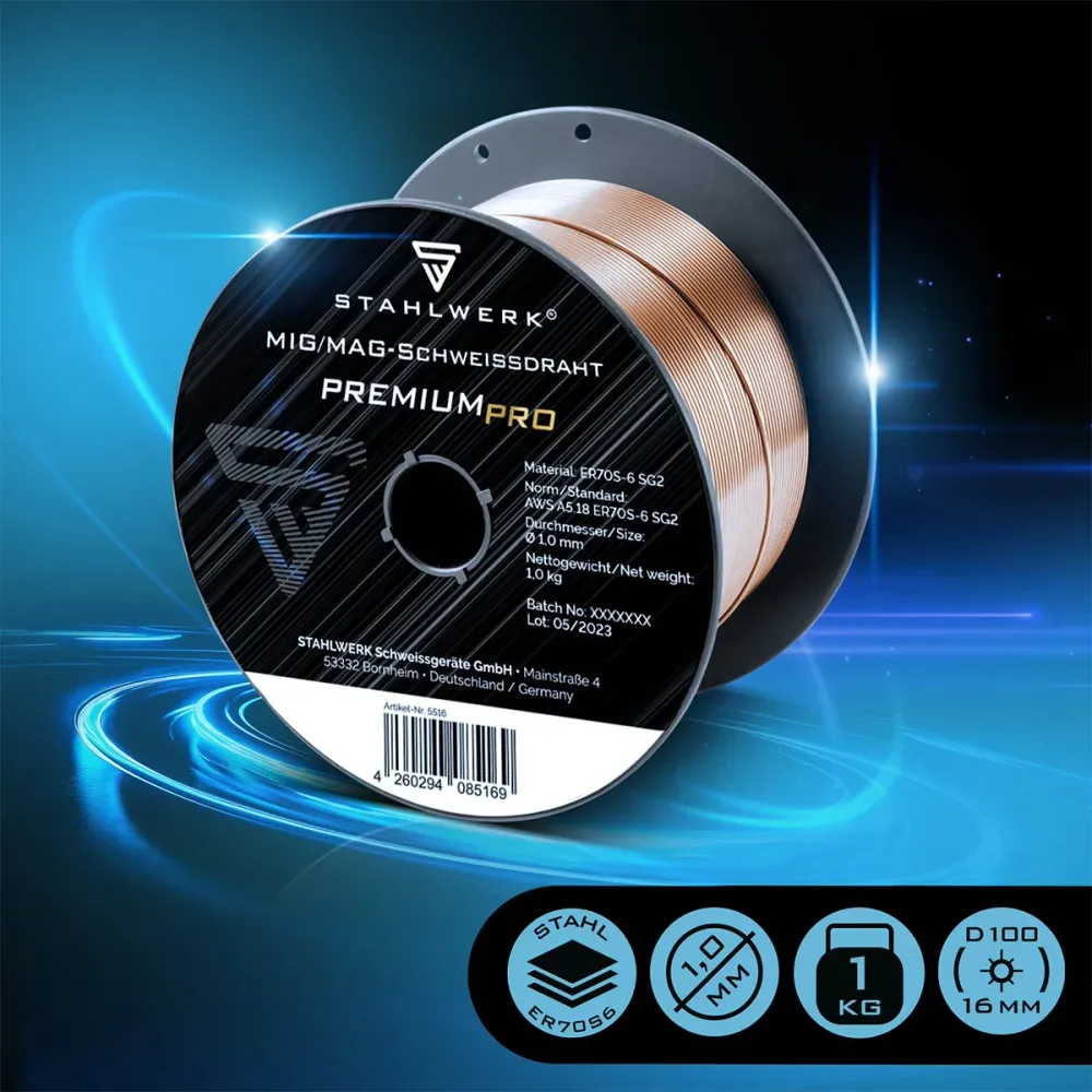 Stahlwerk Mig Mag Exclusif Welding Wire ER70S-6 SG2 Ø 1,0 mm S100 / D100 Roll 1 kg