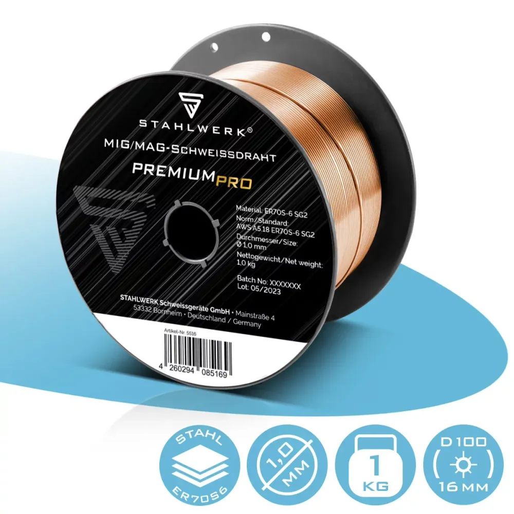 Stahlwerk Mig Mag Privilégié Welding Wire ER70S-6 SG2 Ø 1,0 mm S100 / D100 Roll 1 kg