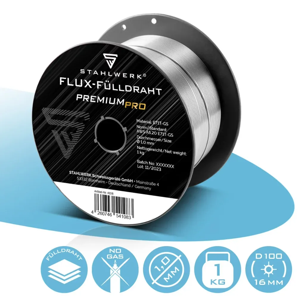 Stahlwerk Mig Mag Sélect Remplim Wire Wire Rouleau E71T-GS 1,0 mm S100 / D100 ROLLE 1 kg