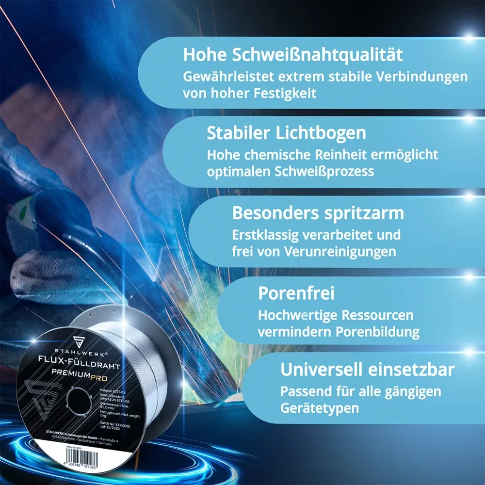 Stahlwerk Mig Mag Sélect Remplim Wire Wire Rouleau E71T-GS 1,0 mm S100 / D100 ROLLE 1 kg