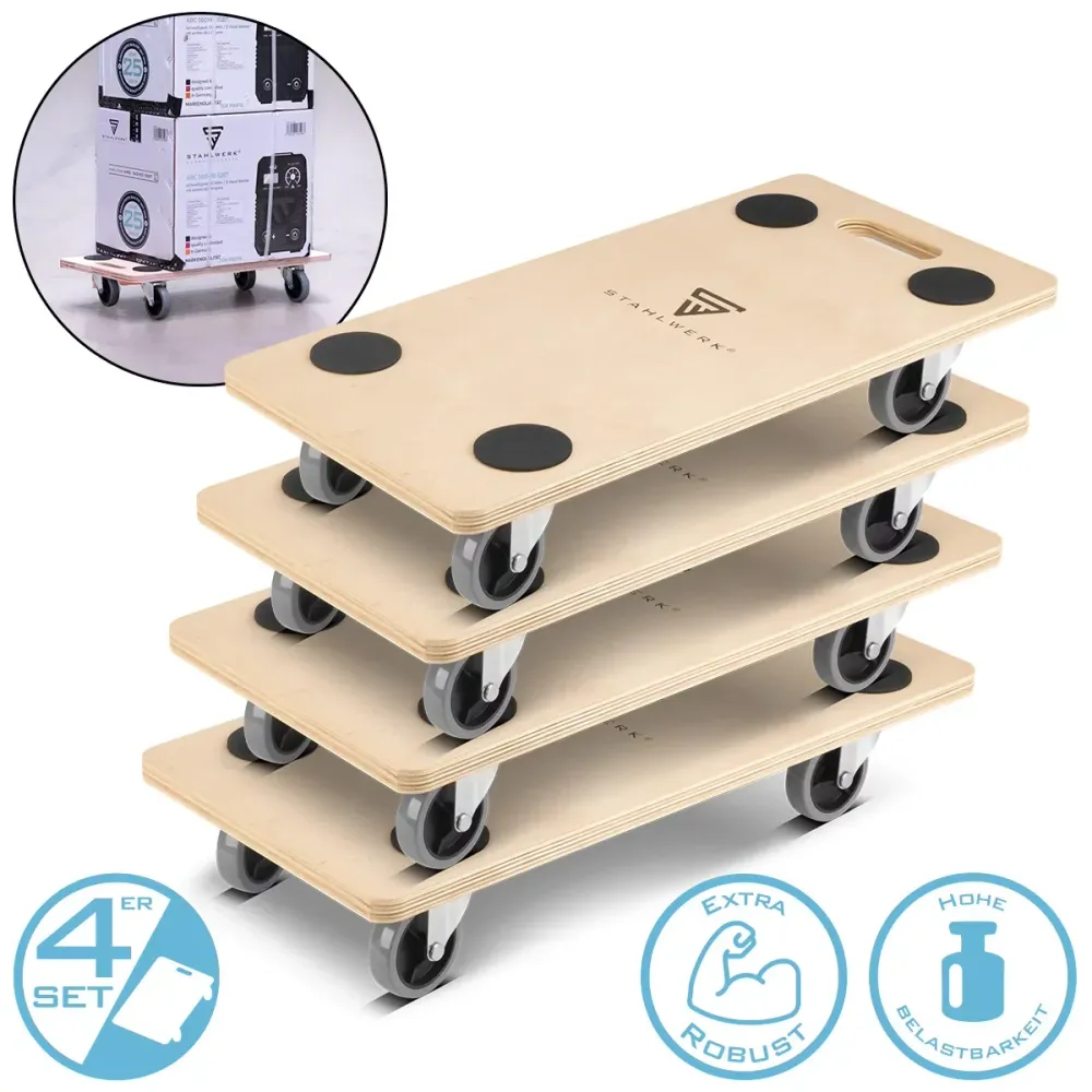 STEALWROWN TROLY TRS-250 ST 4 SET avec une capacité de charge de 250 kg et des rouleaux de direction caoutchoutés 58 x 29...