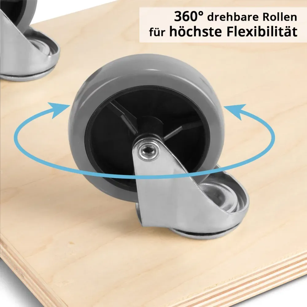 STEALWROWN TROLY TRS-250 ST 4 SET avec une capacité de charge de 250 kg et des rouleaux de direction caoutchoutés 58 x 29...