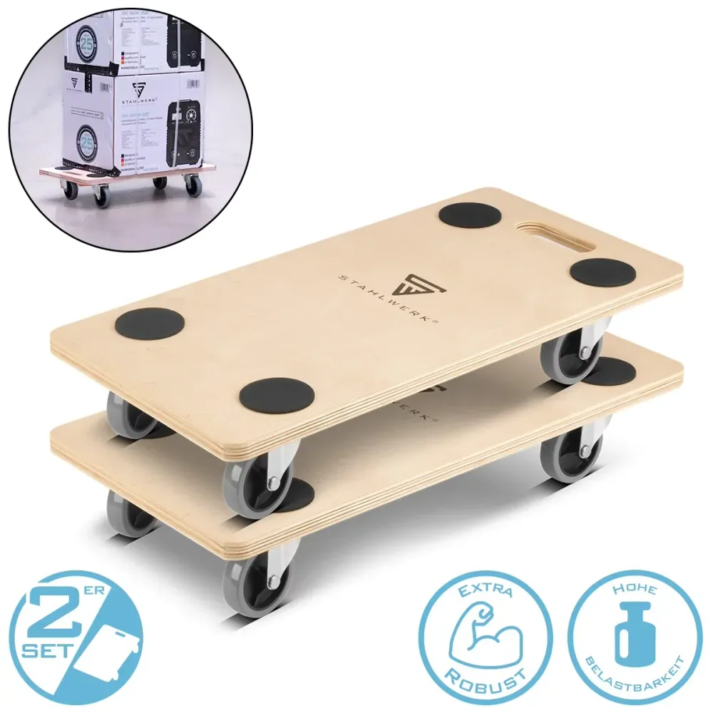 STEALWROWN TROLY TRS-250 ST 2 SET avec une capacité de charge de 250 kg et des rouleaux de direction caoutchoutés 58 x 29...