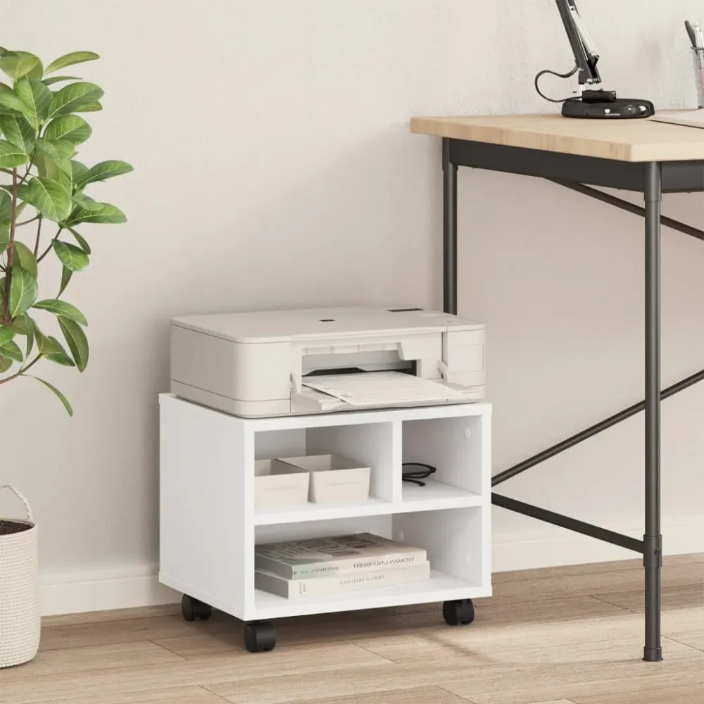 Support d'imprimante table meuble bureau avec roulettes 41 x 32 x 34,5 cm blanc 02_0044741